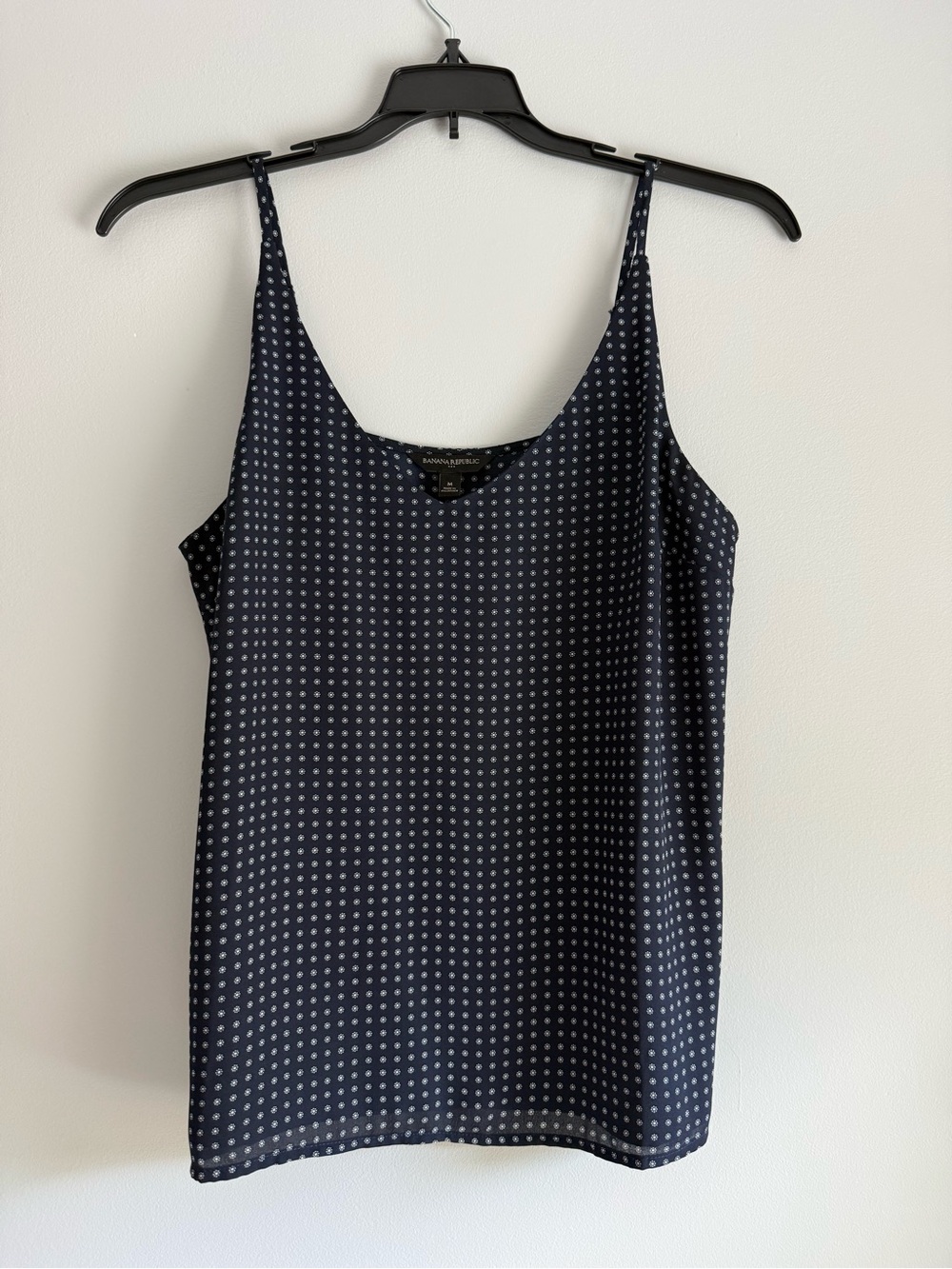 Banana Republic Navy and White Polka Dot Satin Camisole